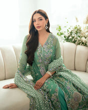 Mushq Ready to Wear Sea Green Embellished Chiffon Formal Suit – MFF2
