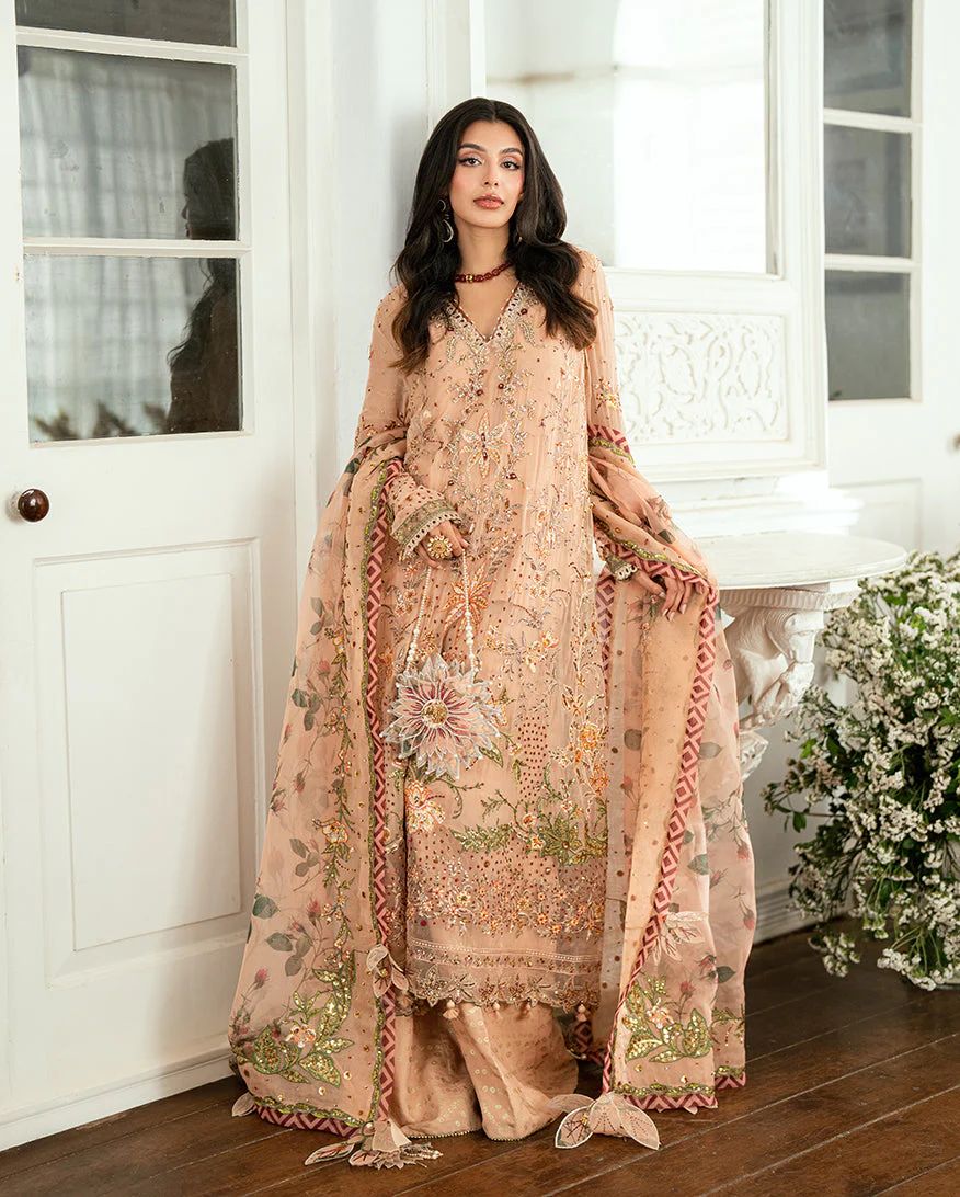 Mushq Ready to Wear Mocha Embellished Chiffon Formal Suit – MFF3