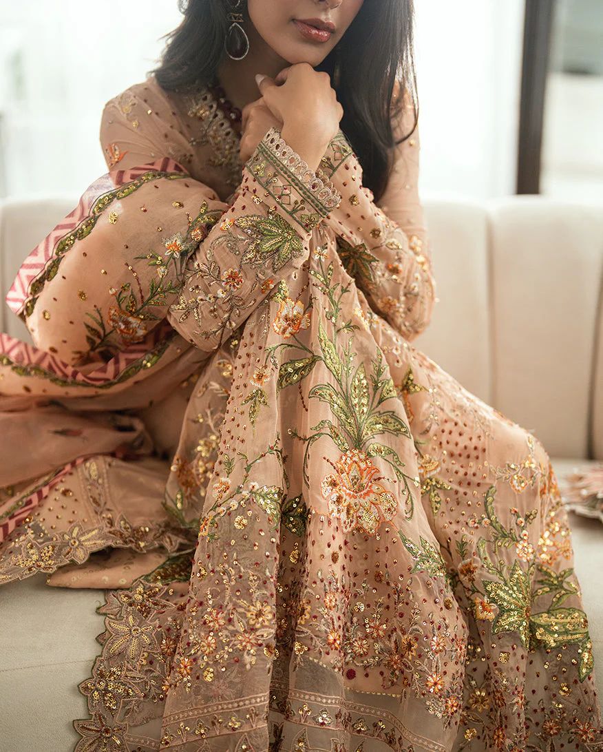 Mushq Ready to Wear Mocha Embellished Chiffon Formal Suit – MFF3
