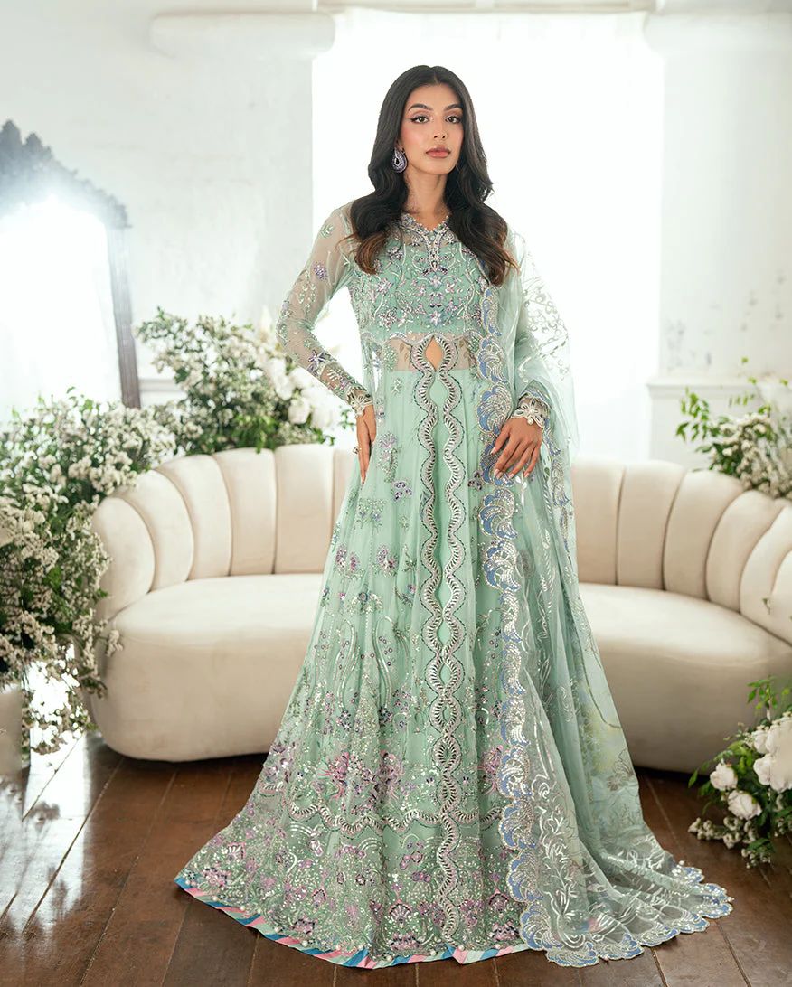 Mushq Ready to Wear Aqua Embellished Chiffon Formal Dress – MFF4