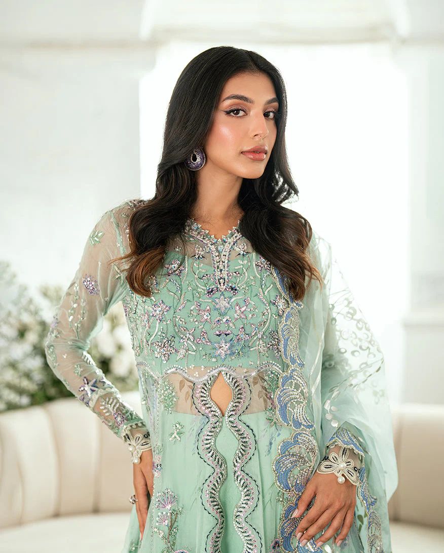 Mushq Ready to Wear Aqua Embellished Chiffon Formal Dress – MFF4