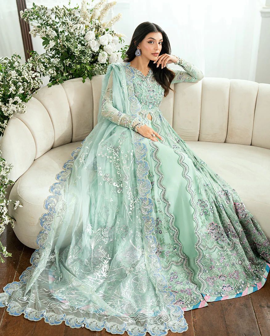 Mushq Ready to Wear Aqua Embellished Chiffon Formal Dress – MFF4