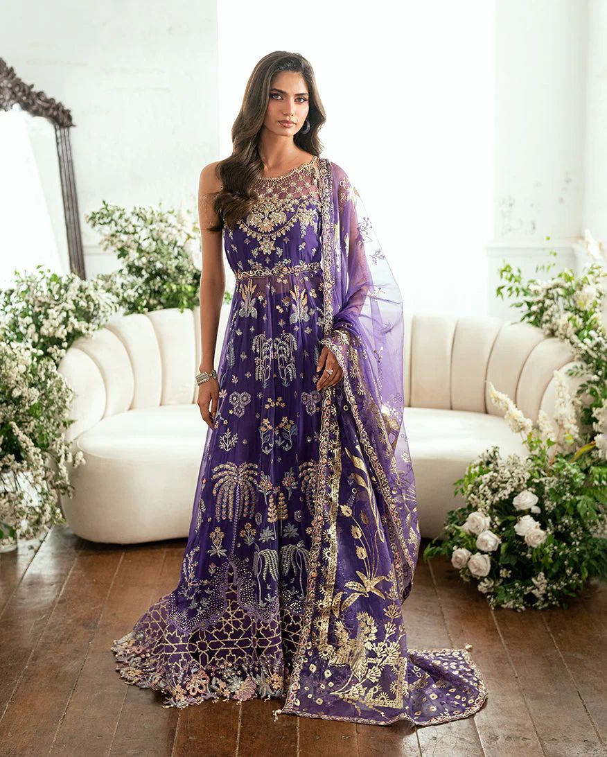 Mushq Ready to Wear Purple Embellished Chiffon Formal Dress – MFF5