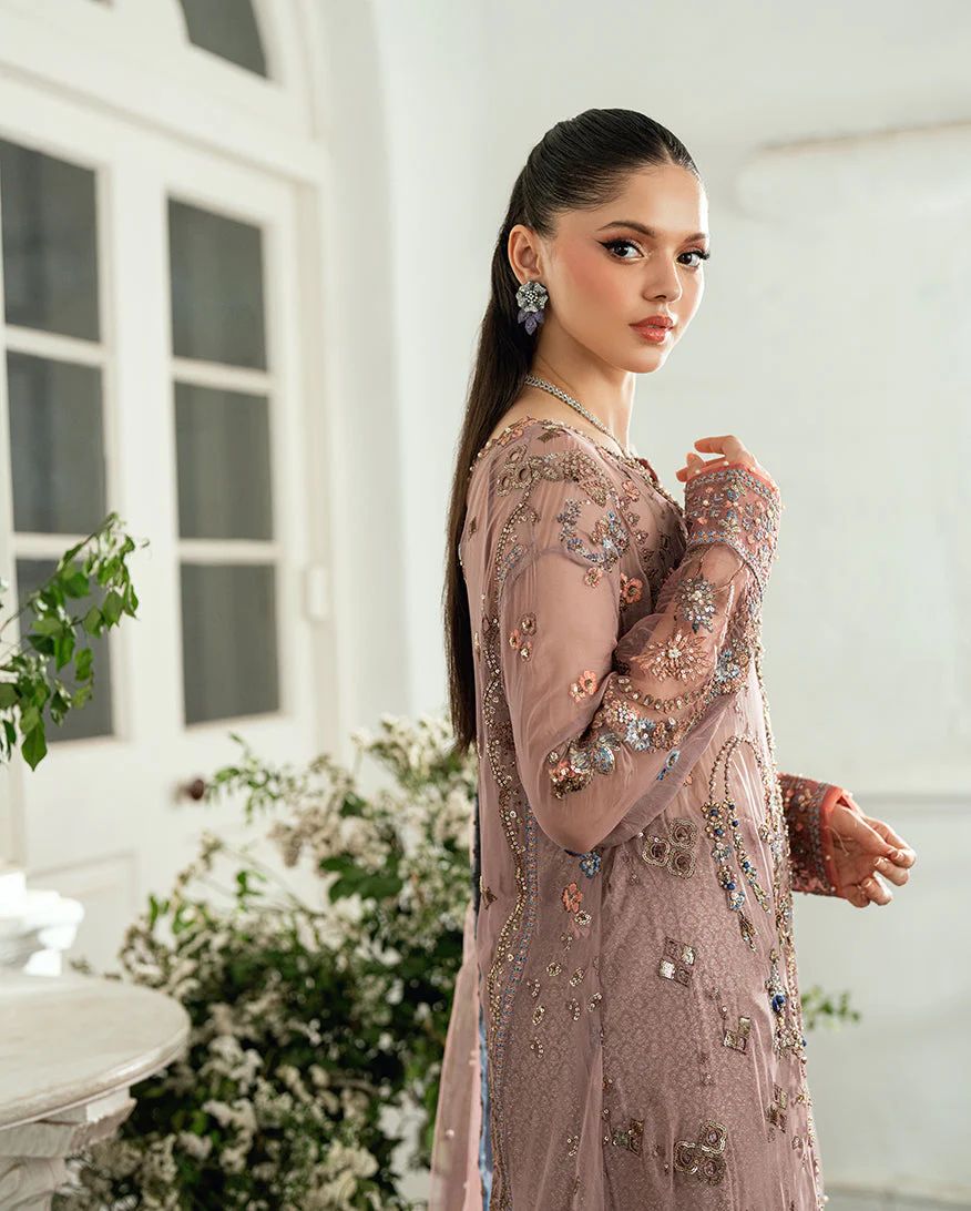 Mushq Ready to Wear Mauve Pink Embellished Chiffon Formal Suit – MFF6