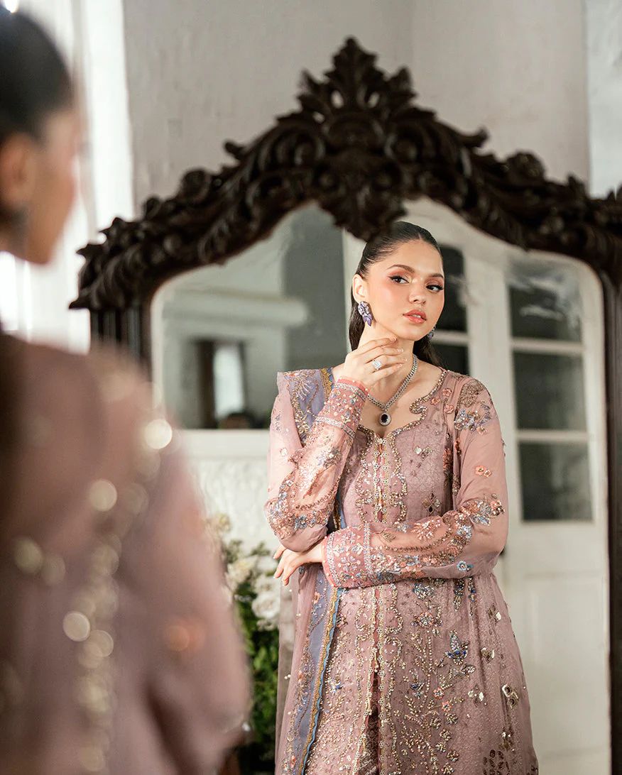 Mushq Ready to Wear Mauve Pink Embellished Chiffon Formal Suit – MFF6