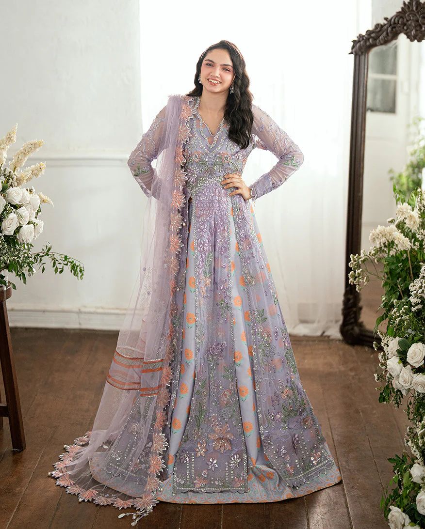 Mushq Ready to Wear Lavender Embellished Chiffon Formal Dress – MFF7