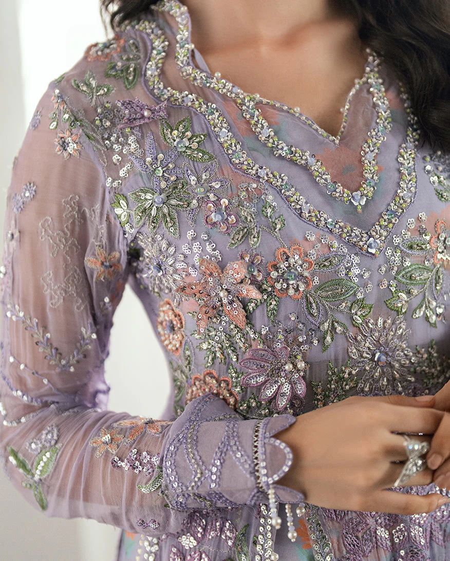 Mushq Ready to Wear Lavender Embellished Chiffon Formal Dress – MFF7