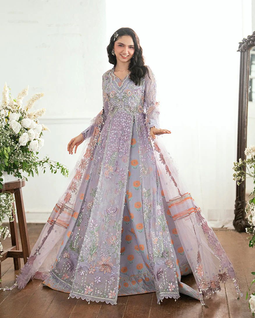 Mushq Ready to Wear Lavender Embellished Chiffon Formal Dress – MFF7