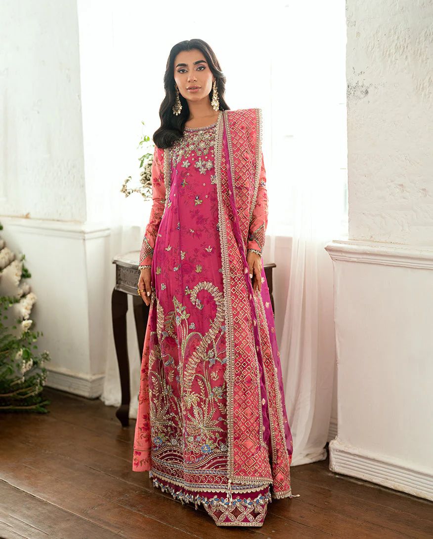 Mushq Ready to Wear Magenta Embellished Chiffon Formal Suit – MFF8