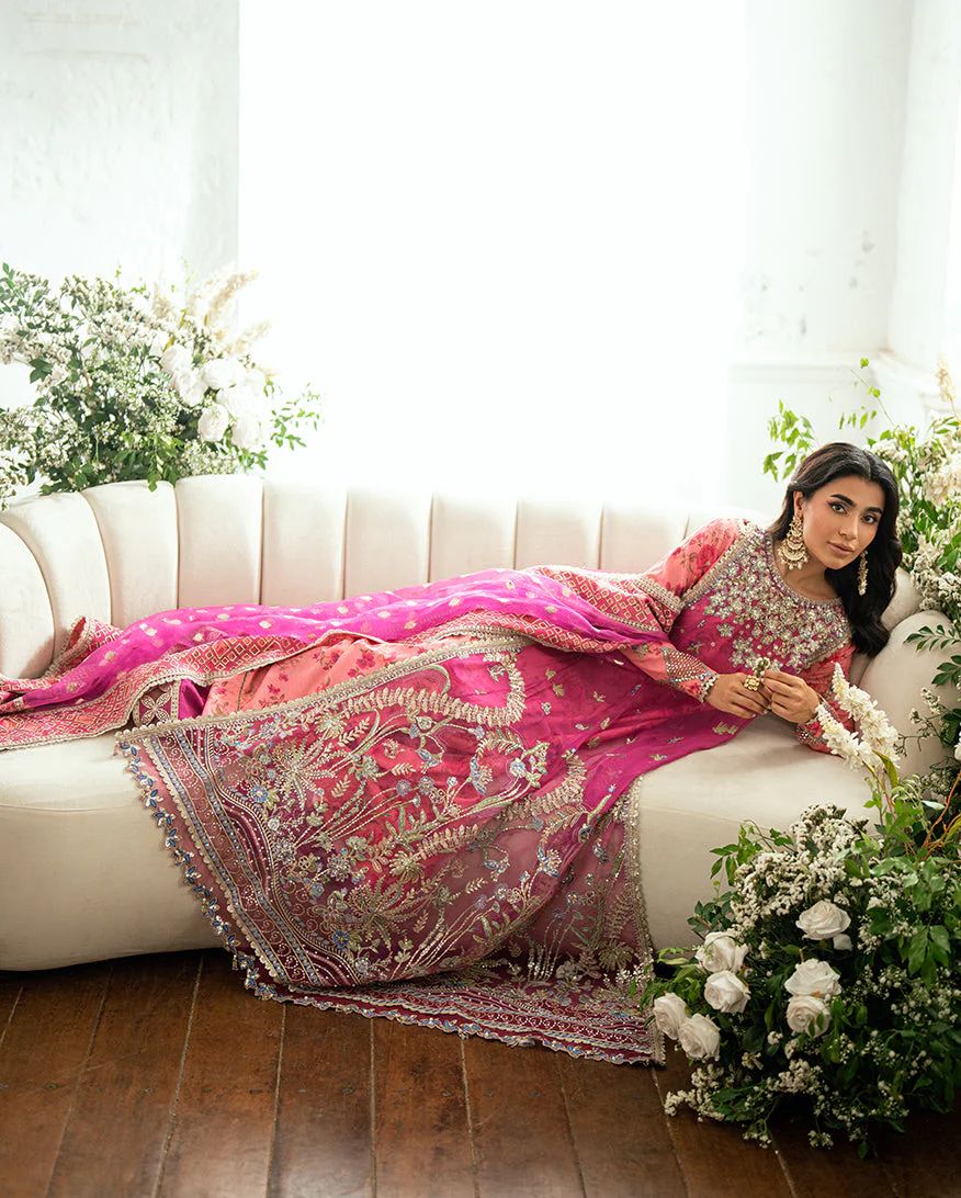 Mushq Ready to Wear Magenta Embellished Chiffon Formal Suit – MFF8