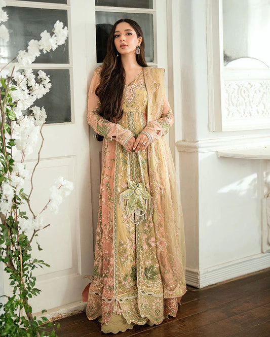 Mushq Ready to Wear Lime Yellow Embellished Chiffon Formal Dress – MFF9