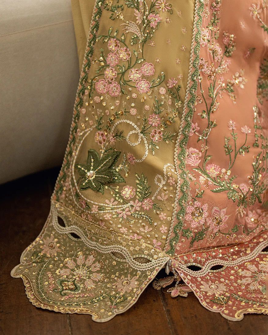 Mushq Ready to Wear Lime Yellow Embellished Chiffon Formal Dress – MFF9
