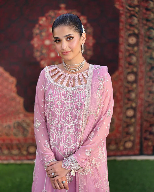 Naaz 3pc Embroidered Chiffon Maxi with Net Dupatta & Lehenga – Ready to Wear
