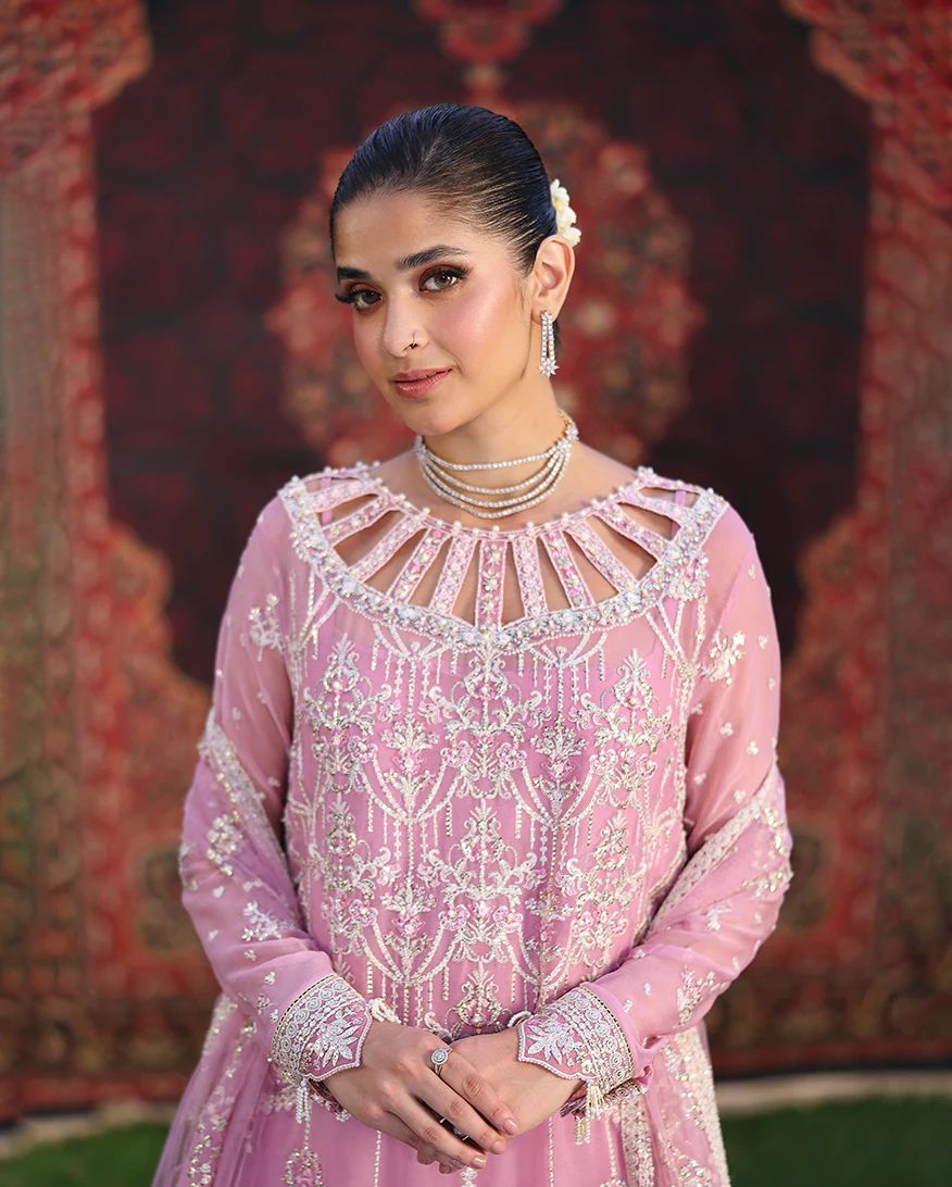 Naaz 3pc Embroidered Chiffon Maxi with Net Dupatta & Lehenga – Ready to Wear