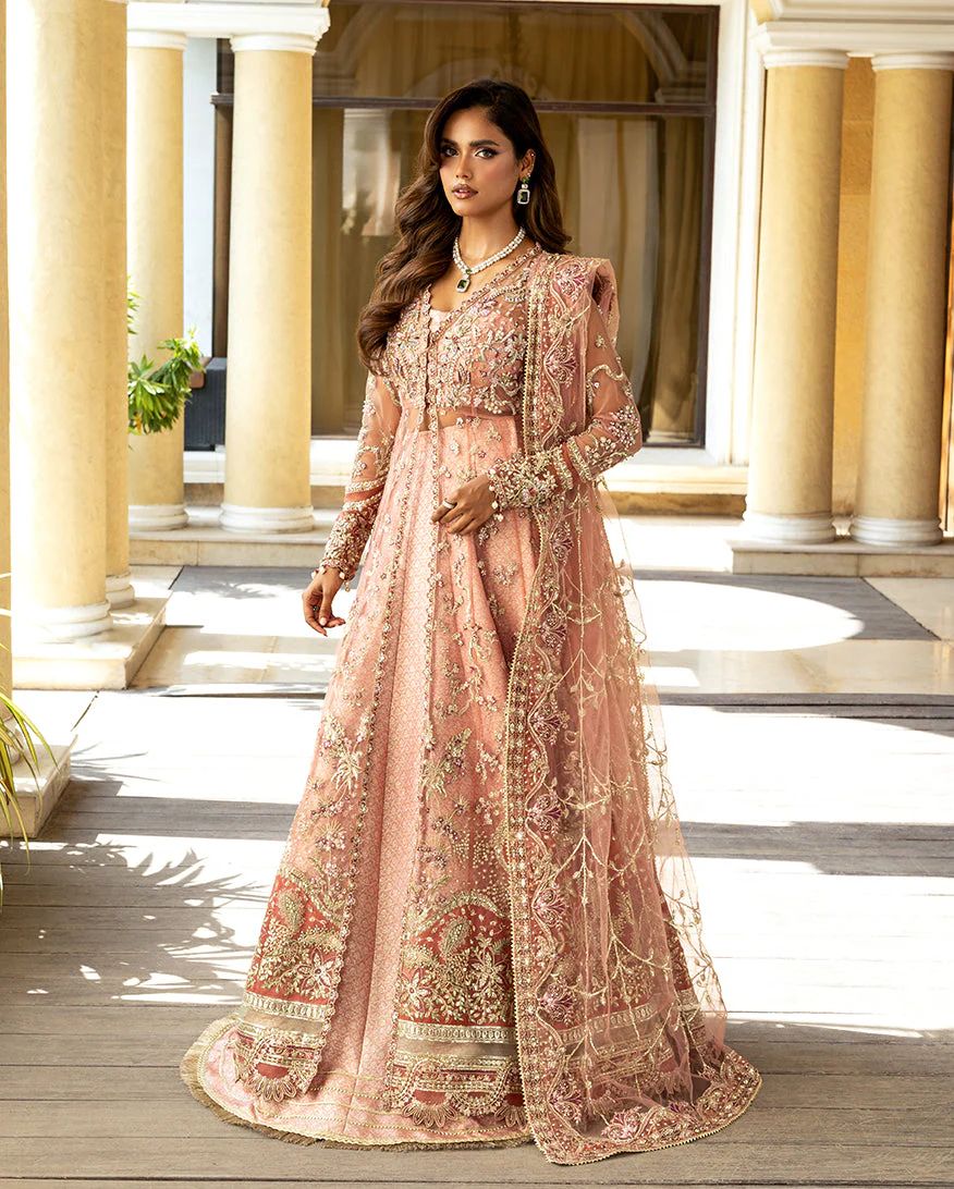Mushq 3pc Peach Formal Lehenga Dress – Naina