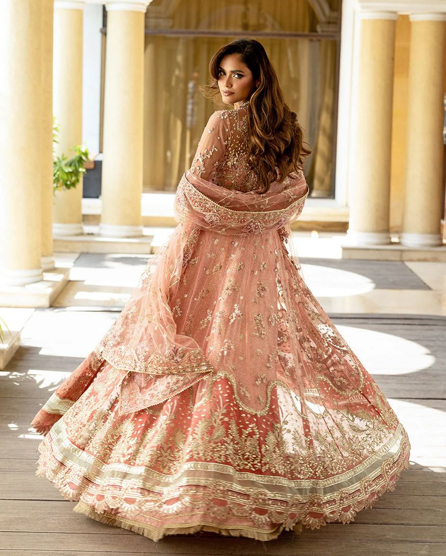 Mushq 3pc Peach Formal Lehenga Dress – Naina