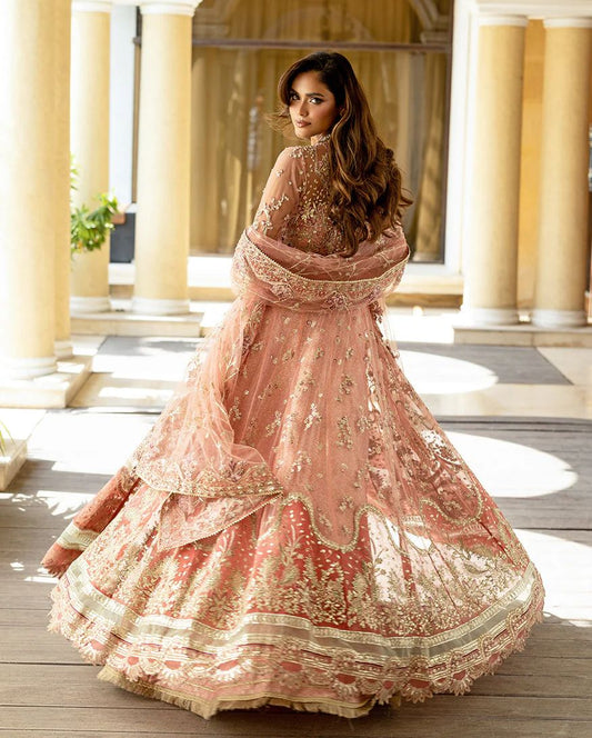 Mushq 3pc Peach Formal Lehenga Dress – Naina
