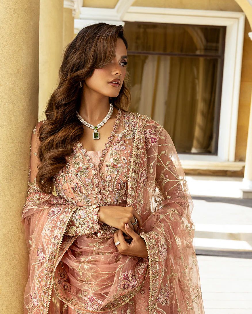 Mushq 3pc Peach Formal Lehenga Dress – Naina