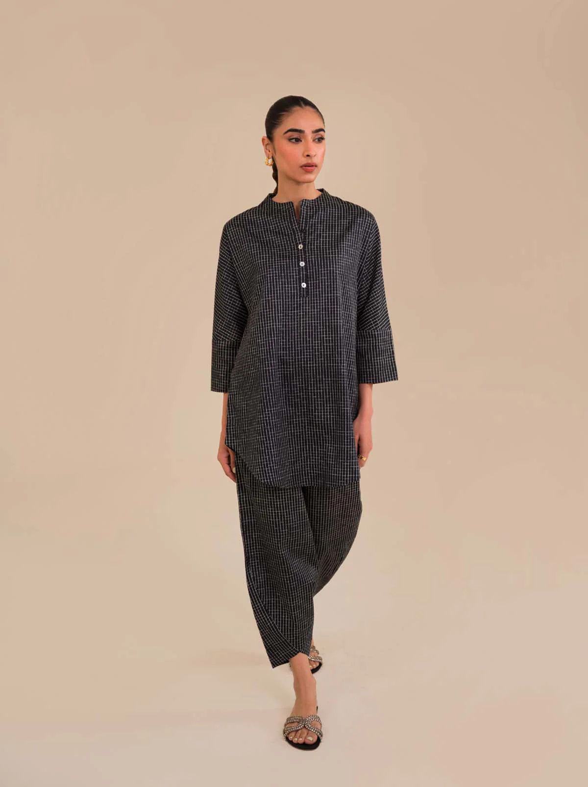 Onyx Cotton Satin Dress by Sahar