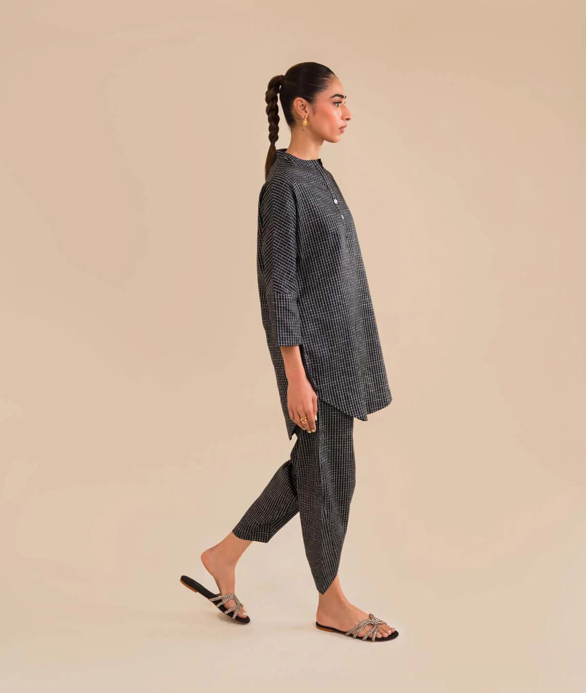 Onyx Cotton Satin Dress by Sahar