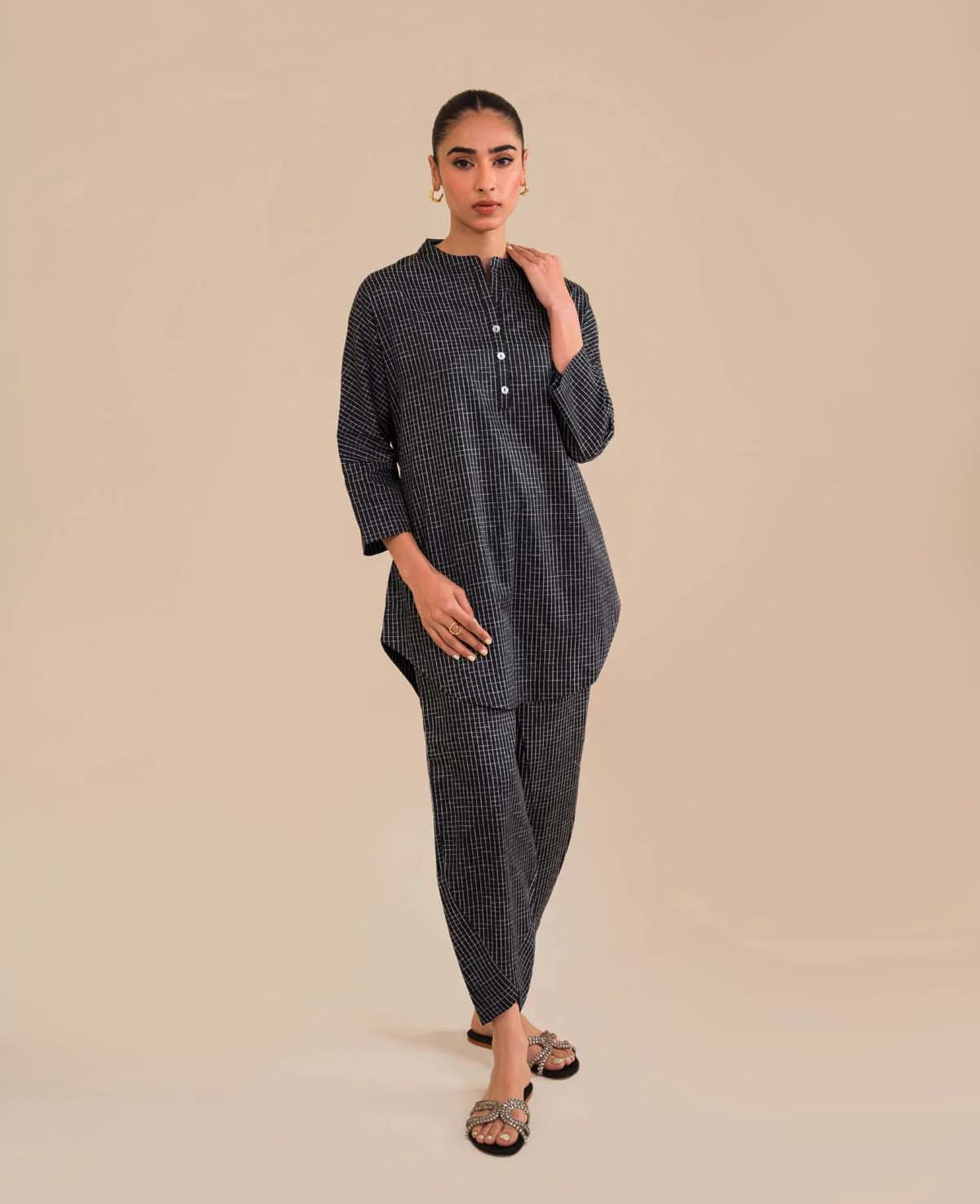 Onyx Cotton Satin Dress by Sahar