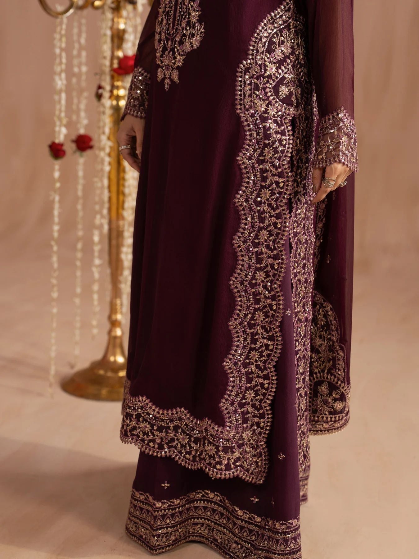 Mohagni 3pc Purple Embroidered Chiffon Suit – MSS14