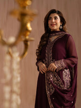 Mohagni 3pc Purple Embroidered Chiffon Suit – MSS14