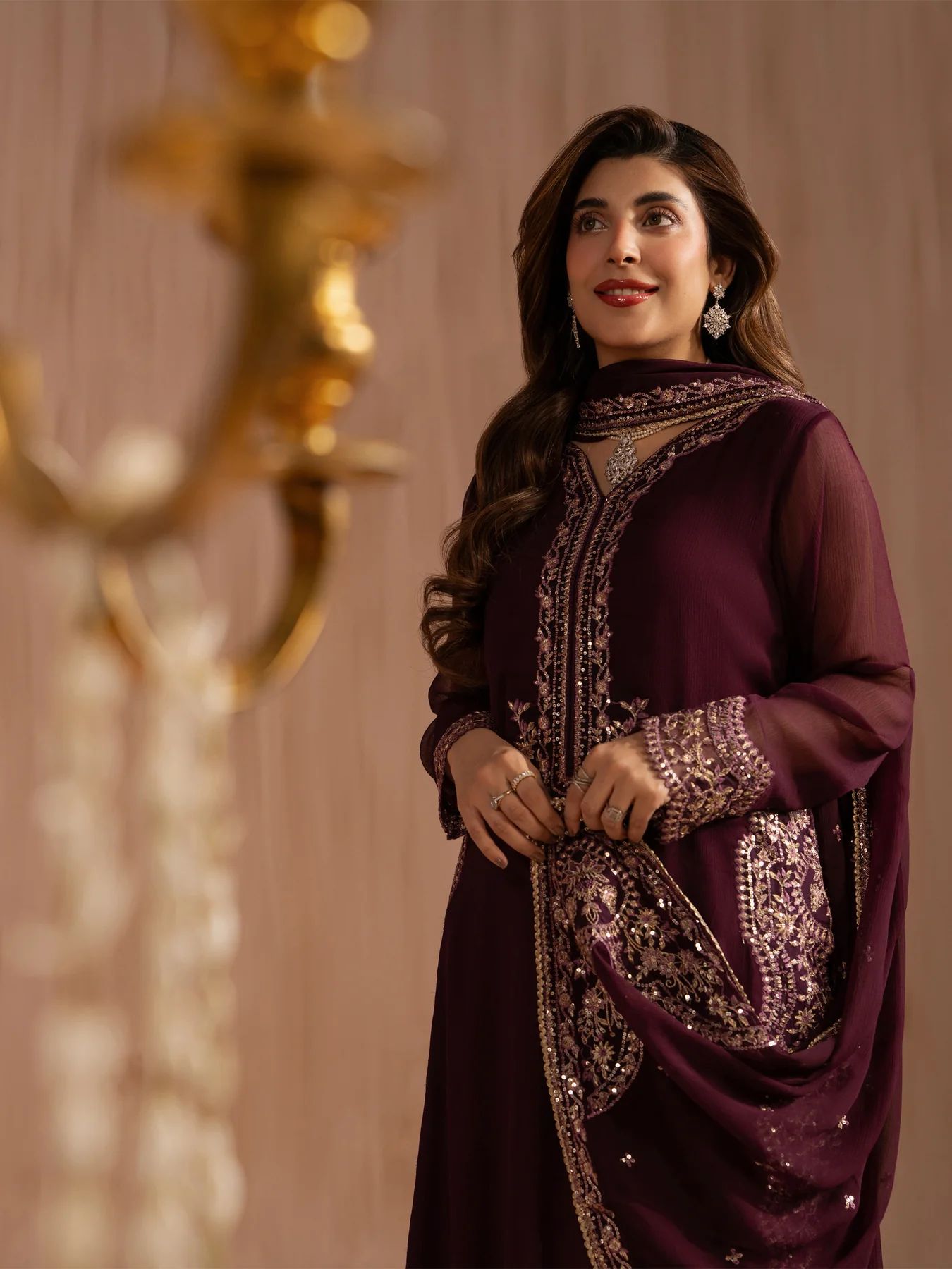 Mohagni 3pc Purple Embroidered Chiffon Suit – MSS14