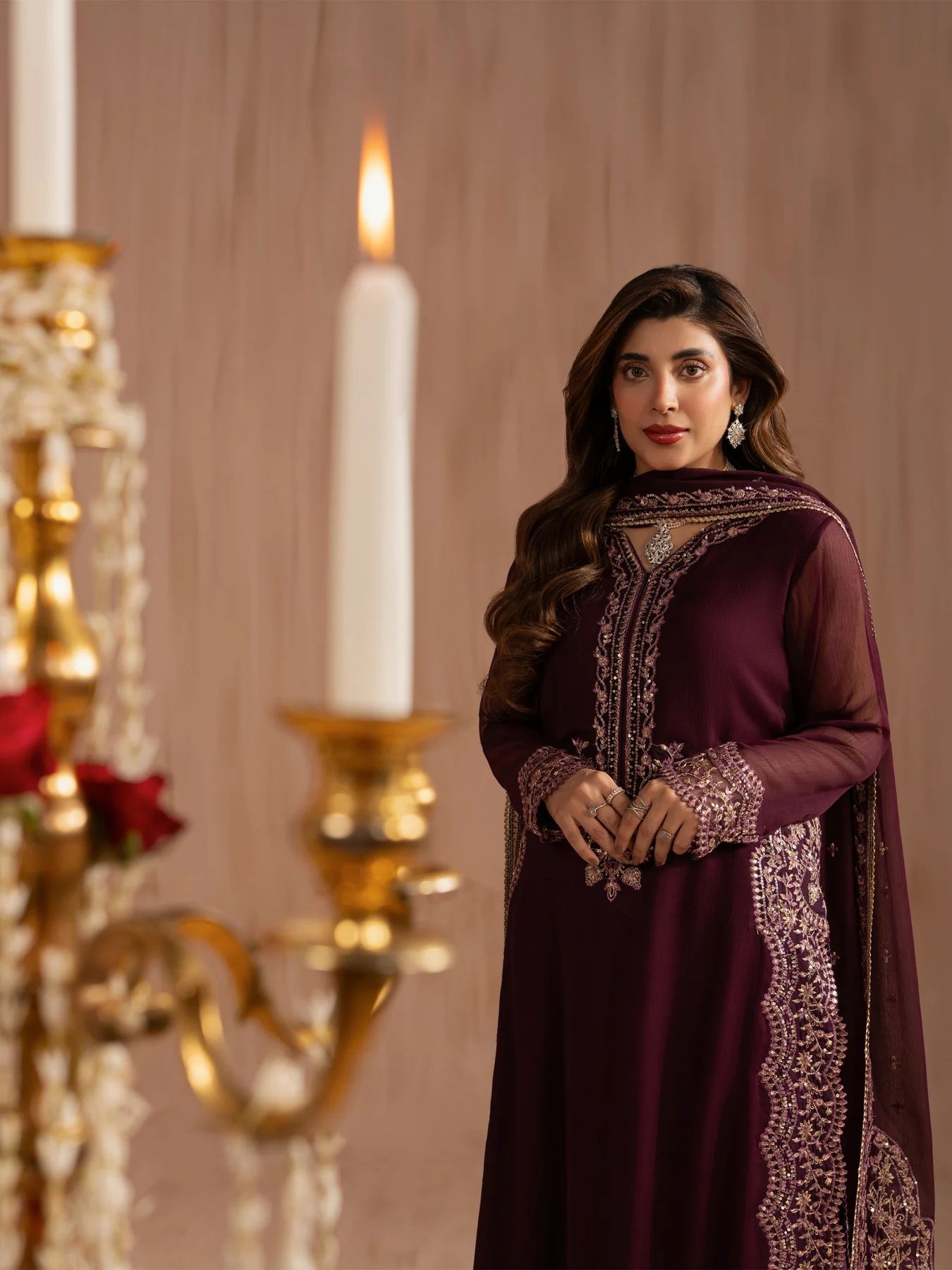 Mohagni 3pc Purple Embroidered Chiffon Suit – MSS14