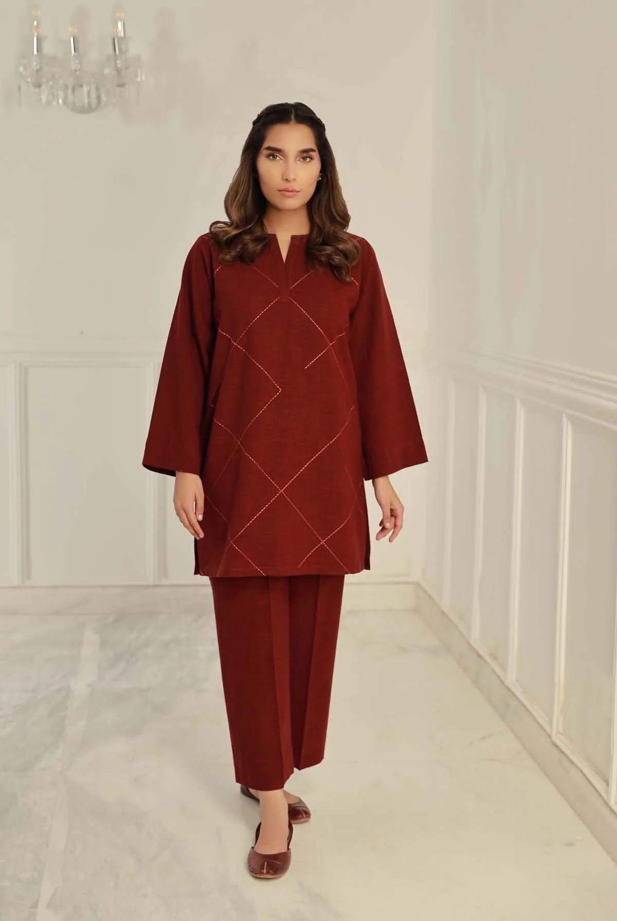 Rosewood Cross Hatch Dress by Sahar