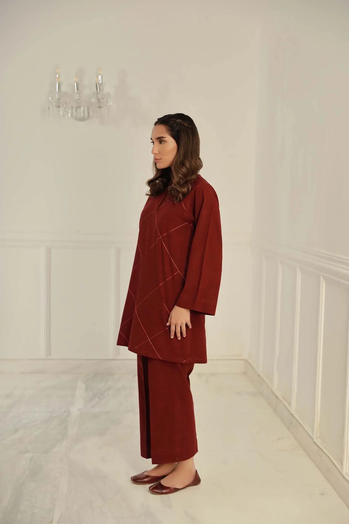 Rosewood Cross Hatch Dress by Sahar