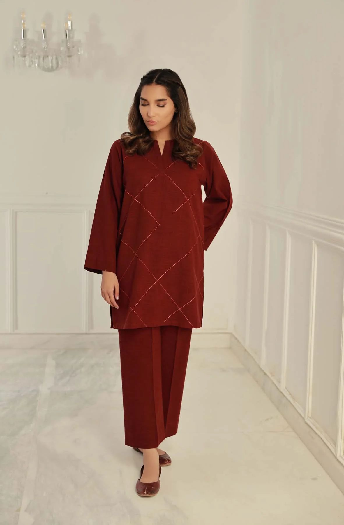 Rosewood Cross Hatch Dress by Sahar