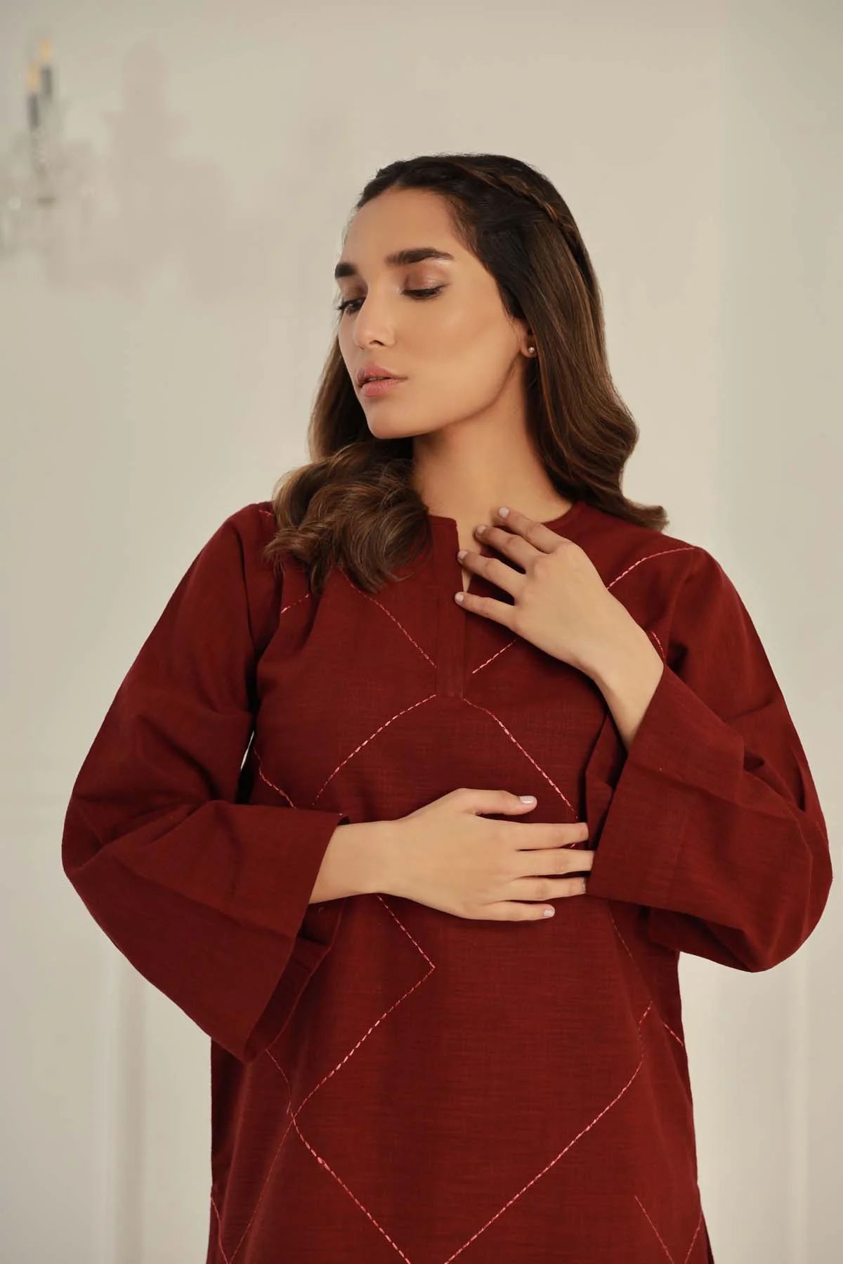 Rosewood Cross Hatch Dress by Sahar