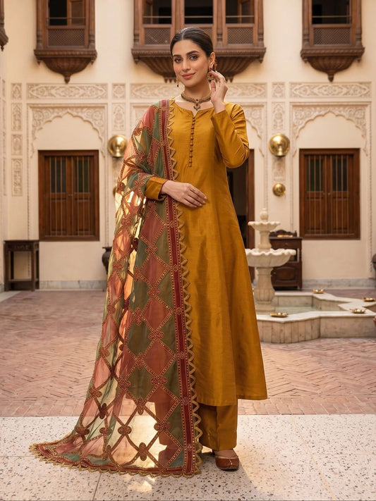 Mohagni 3pc Indian Raw Silk Frock Suit – MSS13