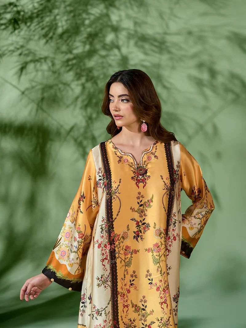 Sakeena SK1 Printed Silk Kaftan with Trousers – Ready to Wear 2pc Suit