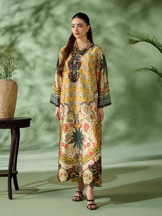 Sakeena SK2 Printed Silk Kaftan with Trousers – Ready to Wear 2pc Suit