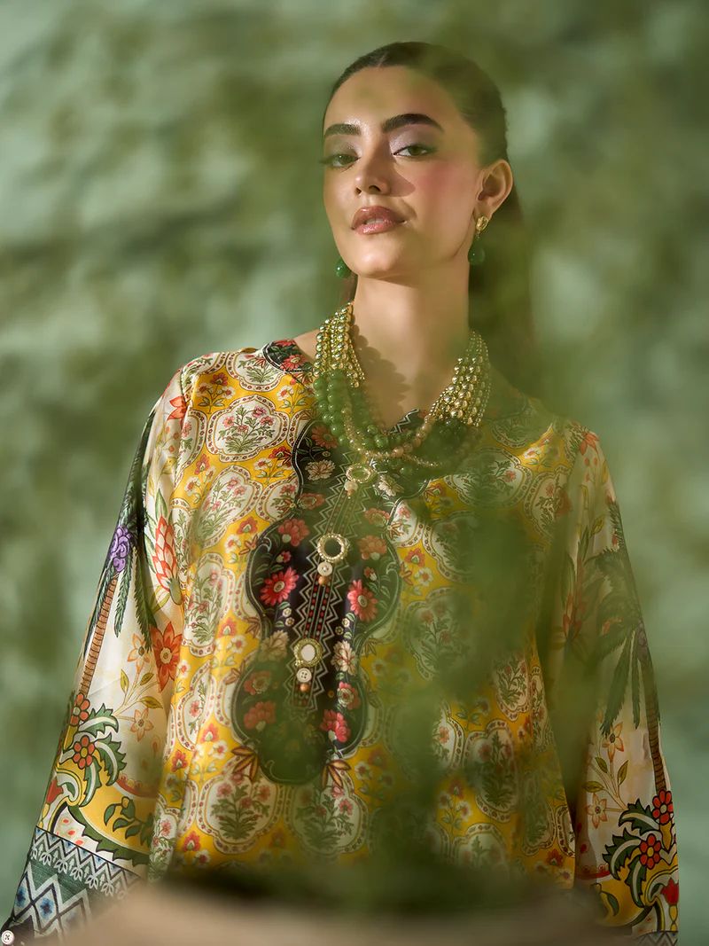 Sakeena SK2 Printed Silk Kaftan with Trousers – Ready to Wear 2pc Suit