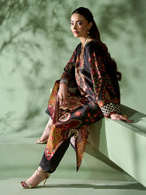 Sakeena SK4 Black Printed Silk Kaftan with Trousers – Ready to Wear 2pc Suit