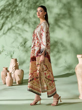 Sakeena SK5 Ivory Printed Silk Kaftan with Trousers – Ready to Wear 2pc Suit