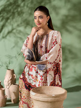 Sakeena SK5 Ivory Printed Silk Kaftan with Trousers – Ready to Wear 2pc Suit