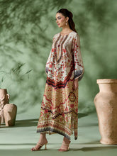 Sakeena SK5 Ivory Printed Silk Kaftan with Trousers – Ready to Wear 2pc Suit