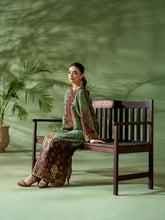 Sakeena SK6 Green Printed Silk Kaftan with Trousers – Ready to Wear 2pc Suit