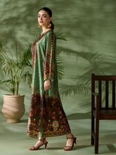 Sakeena SK6 Green Printed Silk Kaftan with Trousers – Ready to Wear 2pc Suit