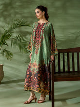 Sakeena SK6 Green Printed Silk Kaftan with Trousers – Ready to Wear 2pc Suit