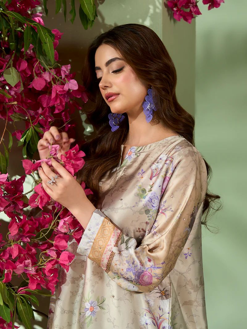 Sakeena SK7 Floral Silk Kaftan with Trousers – Ready to Wear 2pc Suit