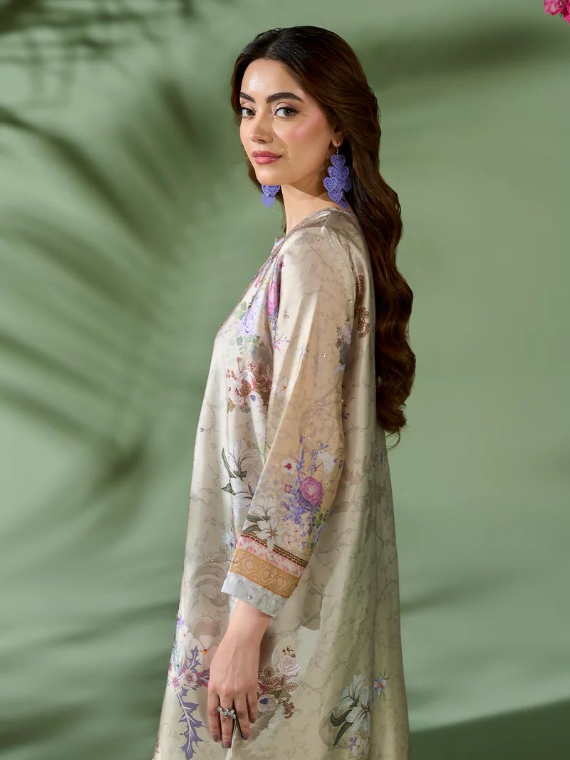Sakeena SK7 Floral Silk Kaftan with Trousers – Ready to Wear 2pc Suit