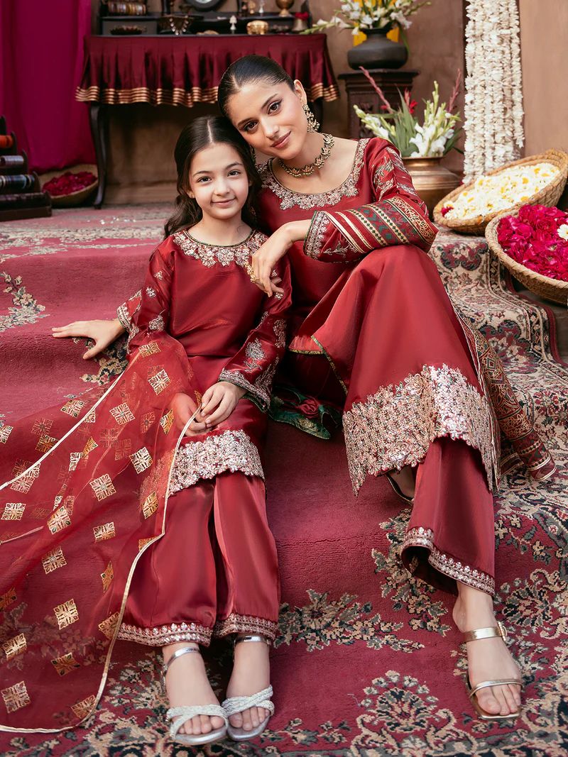 Rangrez by Mona 3pc Embroidered Silk Palazzo Suit RG1