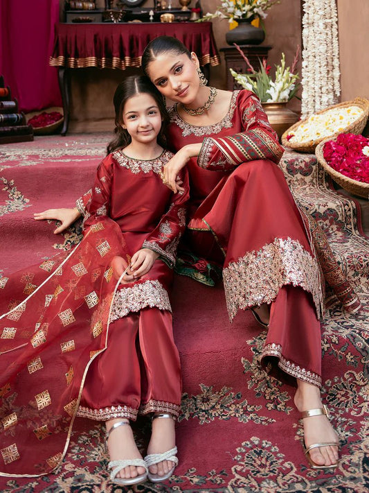 Rangrez by Mona 3pc Embroidered Silk Palazzo Suit RG1