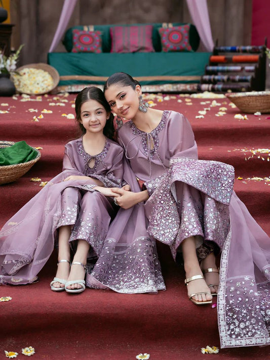 Rangrez by Mona 3pc Embroidered Silk Palazzo Suit RG3