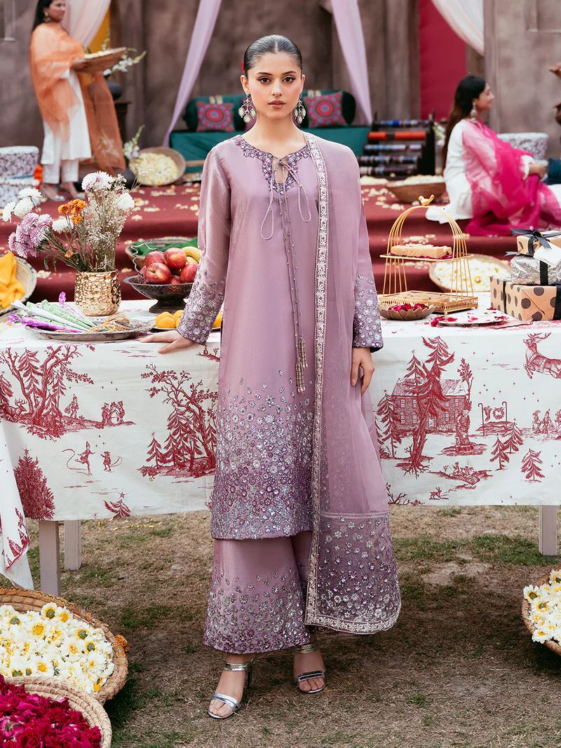 Rafey Rangrez Rangrez by Mona 3pc Embroidered Silk Palazzo Suit RG3